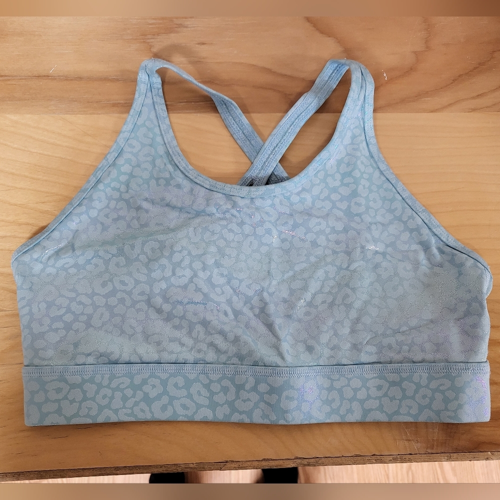 Til You Collapse Iridscent Blue Cheetah Sports Bra